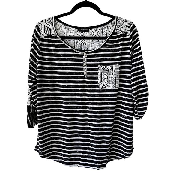 Retro 80s Style Womens Striped Geometric Print Shirt‎ Size Extra Large Indie - Picture 1 of 5